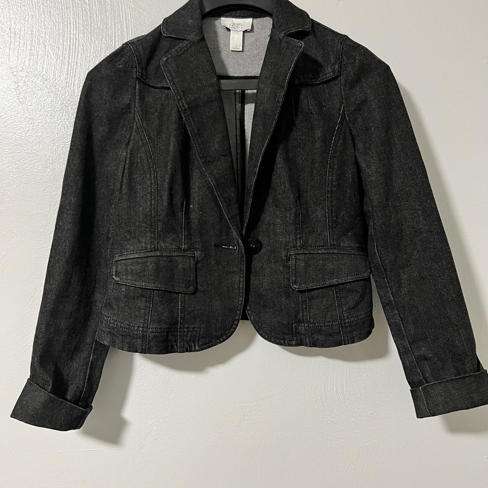 Ann Taylor LOFT Dark Wash Denim Blazer Jacket Women’s Size 2